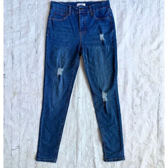 NWOT Women’s Size 6 BLEU Destroyed Leg Stretch Denim Blue Jeans - Picture 1 of 7